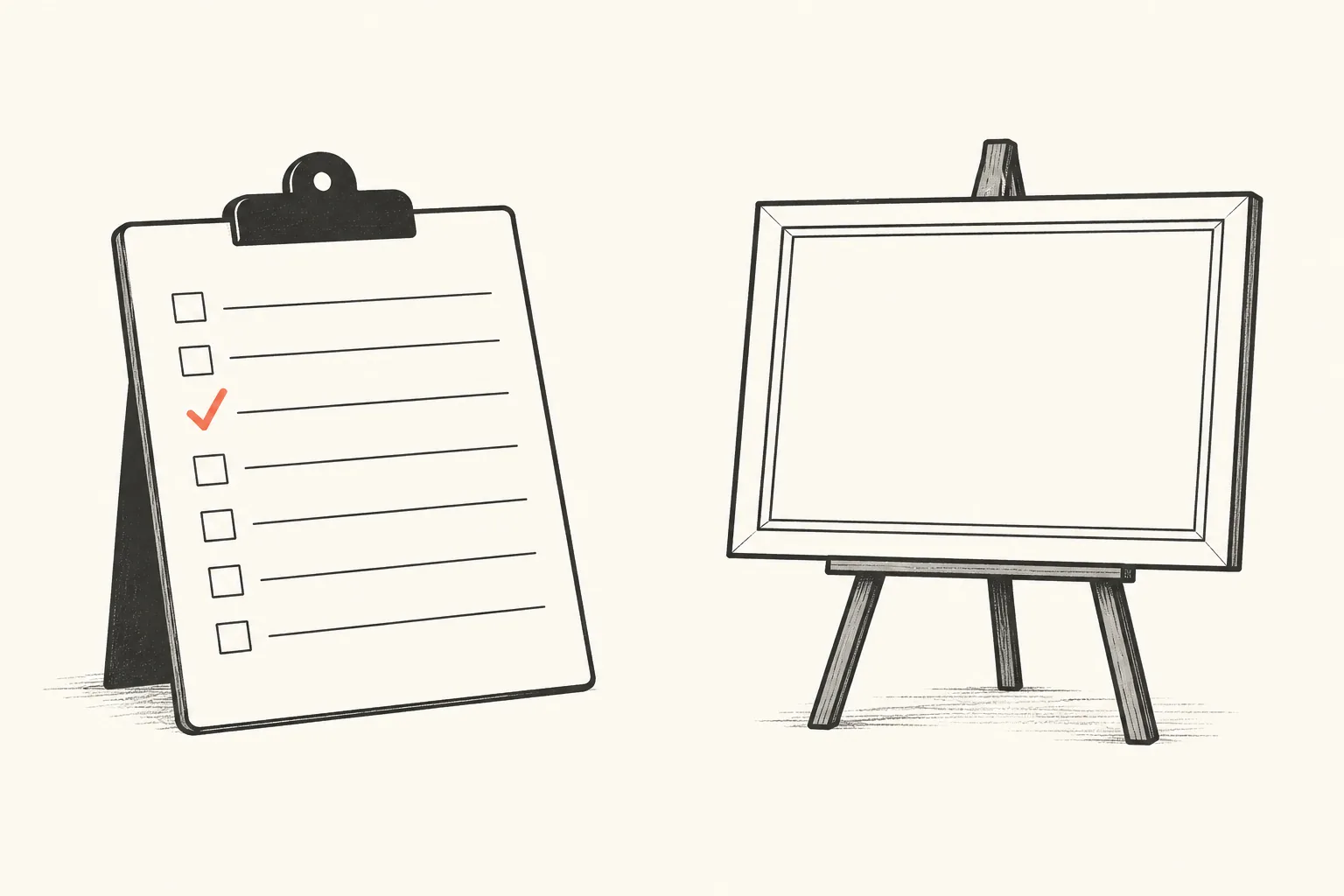 A visitor sign-in sheet on a clipboard beside a separate framed certificate, with no line joining them.